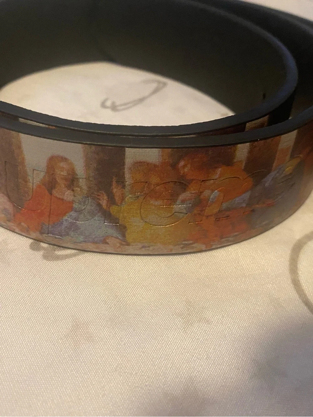 Supreme Belt last supper Colors blue,red, orange Silver buckle